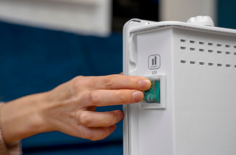 Ways to lower your power bill by turning off a space heater when not in use.